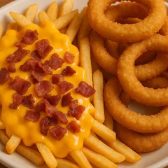 Onion Rings / Fritas com cheddar e bacon