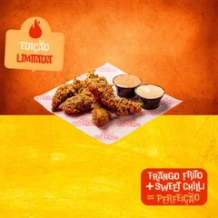 04 Sweet tiras de frango + 2 potes de 30ml molho