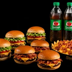 Combo Galera Smach | 3 X Salada Smach + 3 X Bacon Smach + Batata c/cheddar e bacon 600g + 1 Guarana  Antártica 1 LT