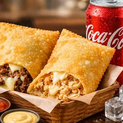 2 Pastéis + uma 1 Coca bem geladinha