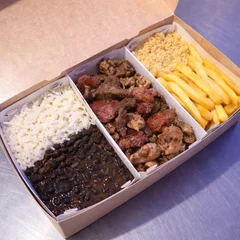Churrasco Misto com Fritas + Farofa + Arroz e Feijão
