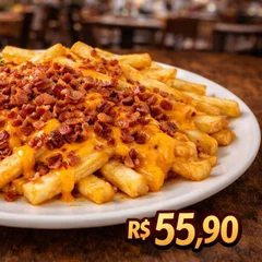 Fritas com cheedar e bacon 