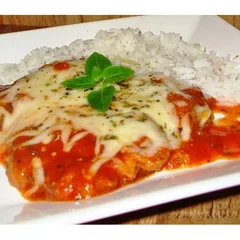 Abobobrinha a Parmegiana com Arroz batata frita