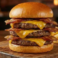 Umah Triplo Burger (3 Carnes 120g, Queijo e Bacon)