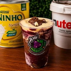 AÇAÍ TRUFADO NINHOTELLA 400ml + GRÁTIS CREME DE NINHO, NUTELLA E LEITE EM PÓ"