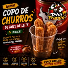 Copo de Churros com doce de leite, 4 unidades.