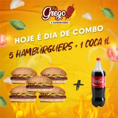 5 Hamburguers + 1 Refri 1 Litro