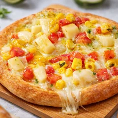 Palmito, milho, tomate, cebola e mussarela