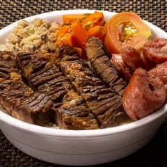 Marmitex G (Tam 09) - Churrasco e Linguiça assada