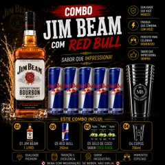 JIM BEAM + 5 RED BULL + 5 GELO SABORES