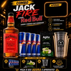 COMBO JACK FIRE + 5 RED BULL + 5 GELO SABORES