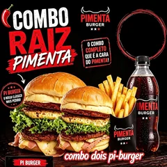 2 Pi-Burger+ Batata 200g + Refri Litro 