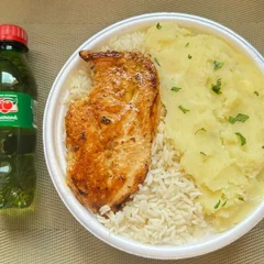 Frango Grelhado & Purê + Guaraná Pet + R$ 18,99 leve outra marmitex