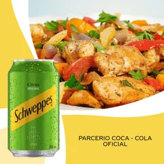 Isca de frango refogada (P)+ schwepps citrus lata 350ml
