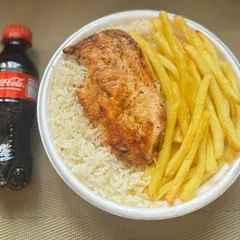 Frango Grelhado & Fritas + Coca Pet + R$ 18,99 leve outra marmitex