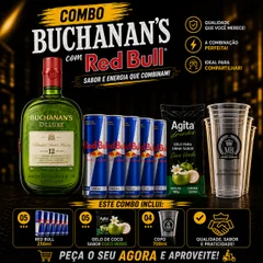 COMBO BUCHANAN´S + 5 RED BULL + 5  GELO SABORES
