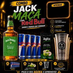 COMBO DE JACK MAÇA + 5 RED BULL + 5 GELO SABORES