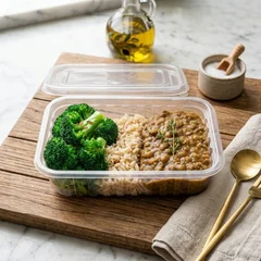 (Vegano) Lentilha, arroz integral e brócolis no vapor.