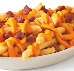 Fritas com cheddar e bacon