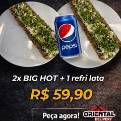 2 BIG HOT SALMÃO GRELHADO + 1 REFRI LATA GELADO