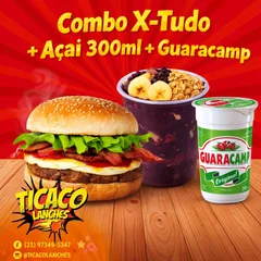 X - tudo + Açaí 300ml + Guaravita