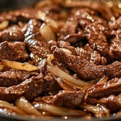 Quentinha Isca de carne na manteiga