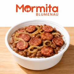 Marmita Calabresa Acebolada, Arroz e Feijão