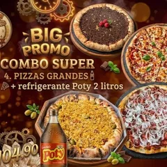 4 pizzas grande + Poty (Pizzas inteiras exclusiva do combo)