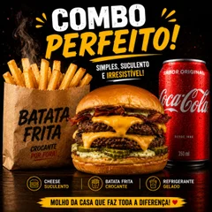  Burger Duplo Bacon + Batata + Coca-Cola