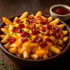 Batata Frita com Bacon e Cheddar
