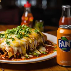 Panqueca de Carne ao Molho Sugo + Fanta Lata