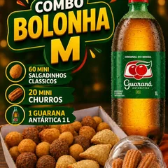 COMBO BOLONHA M  (MINI SALGADINHOS COM CHURROS E 1 GUARANA ( 1 litro)