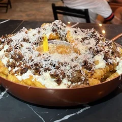 Batata com Cream Cheese e Cupim desfiado