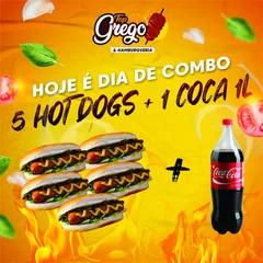  5 Hot Dogs + 1 refri 1l
