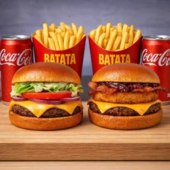 Monte seu Combo Casal: 2 hambúrgueres, 2 refri lata, 2 batatas.