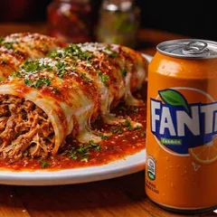 Panqueca Mista ao Molho Sugo + Fanta Lata