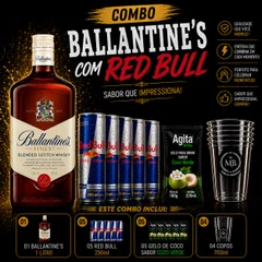 BALLANTINES + 5 RED BULL + 5 GELO SABORES