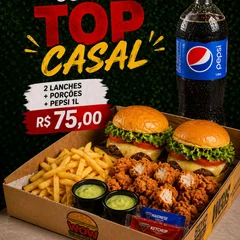 Combo Top Casal - 2 WoW Clássicos + Batata Frita + Frango Empanado + Pepsi 1lt