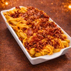 Batata Frita com Cheddar e Bacon