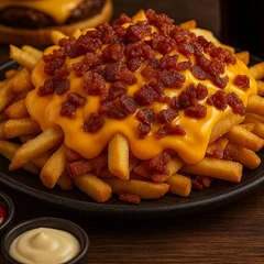 Porção (400g) - Batata Frita Crocante c/ Cheddar e Bacon
