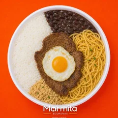Bife a Cavalo, Arroz, feijão, espaguete e Farofa