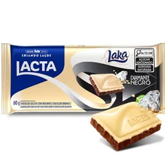 Chocolate Branco e Ao Leite Diamante Negro Laka Lacta 80g