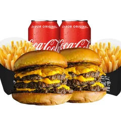 Combo Casal | 2 Triplo Burger + 2 Fritas + 2 Coca Cola 350ml