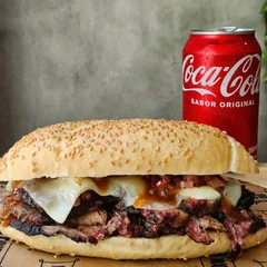 Sanduíche de Costela Desfiada + Refrigerante Coca-Cola 350ml