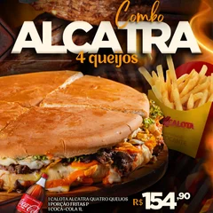 Combo Calota Alcatra 4 Queijos + Fritas P + Coca-Cola 1L