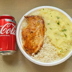 Frango Grelhado & Purê + lata Coca normal + R$ 14,99 leve outra marmitex