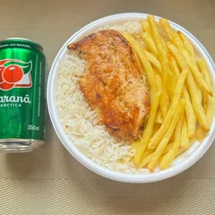 Frango Grelhado & Fritas + lata Guaraná + R$ 14,99 leve outra marmitex