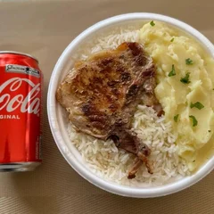 Bisteca & Purê + lata Coca normal + R$ 14,99 leve outra marmitex