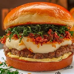 Burger Cowboy Burger De Fraldinha + Carne Seca Desfiada e Couve Crispy