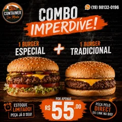 ESPECIAL + TRADICIONAL BURGUER R$55,00!